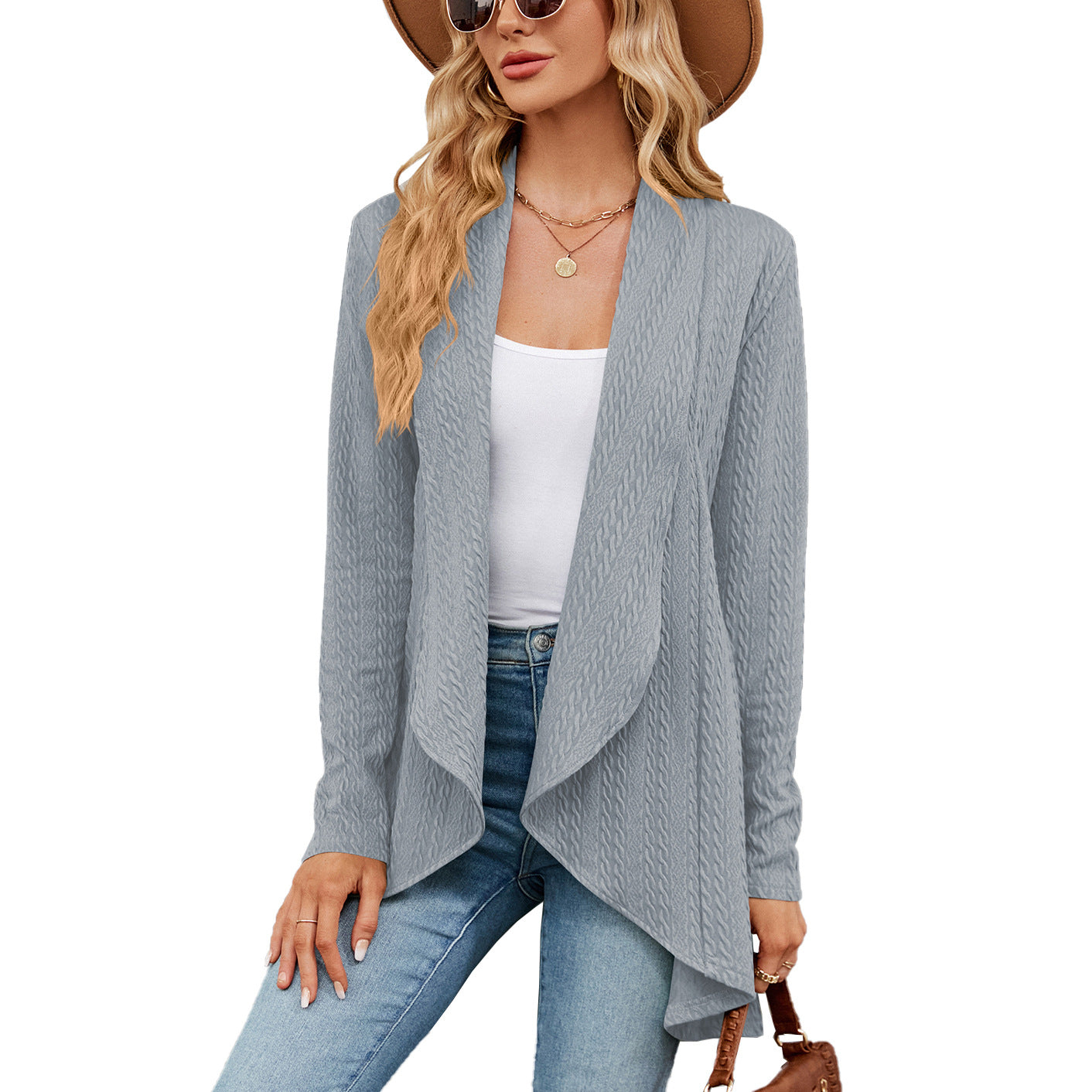 Elegant Women's Long Sleeve Plain Colored Jacket