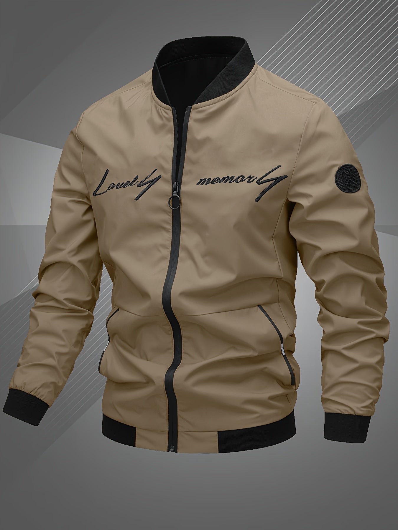 Stylish Men's Bomber Jacket with Monogram Embroidery