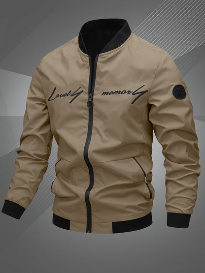 Stylish Men's Bomber Jacket with Monogram Embroidery