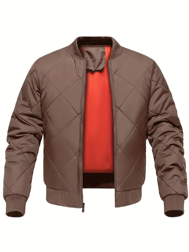Men's Warm Quilted Jacket with Zipper