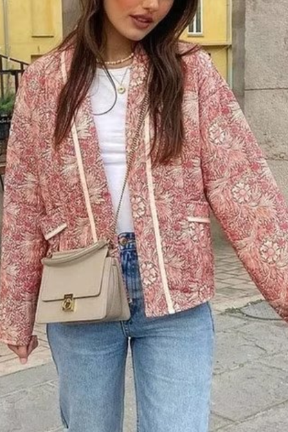 Stylischer Bedruckter Cardigan Langarm Baumwolle