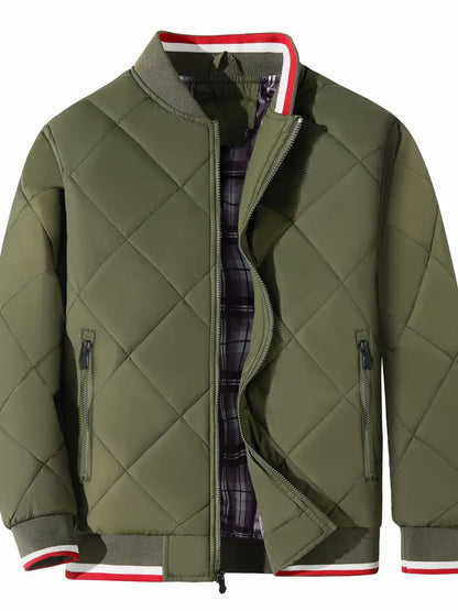 Men's Warm Quilted Jacket with Zipper