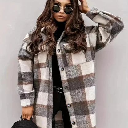 Long Women's Winter Jacket Stylish Buttons