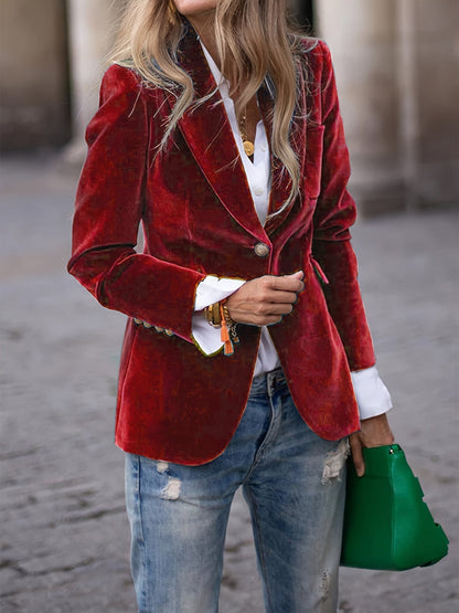 Eleganter Damen Blazer Samt Optik - IdealeKleiden