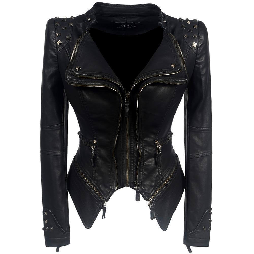 Women's Gothic Black Leather Jacket Style