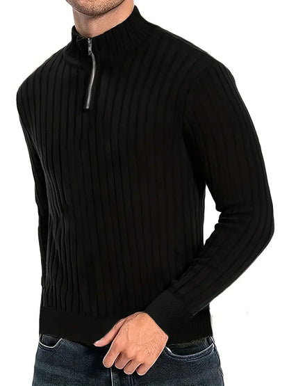 Men's Modern Quarter-Zip Roll Neck Sweater