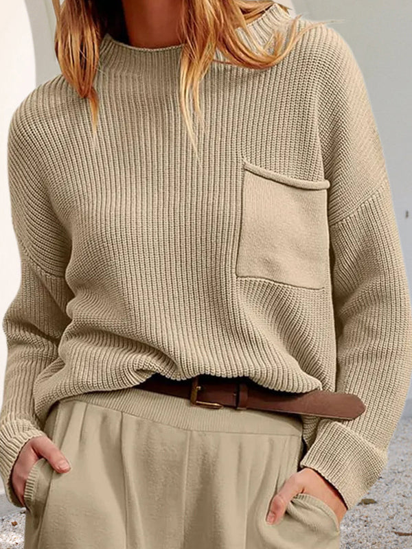 Comfortable knit sweater with pockets Casual style