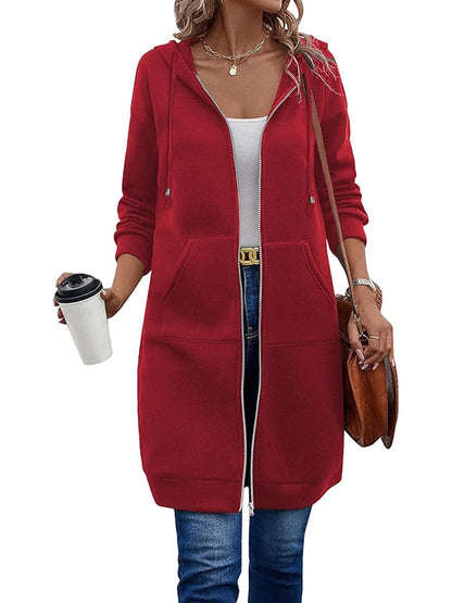 Women's Long Sleeve Hooded Zipper Jacket