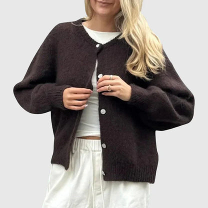 Women's Cashmere Cardigan Round Neck Button Closure