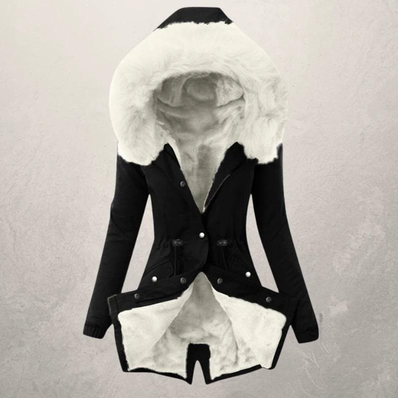 Women's Mid-Length Warm Parka with Faux Fur Lining