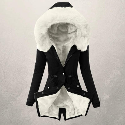 Women's Mid-Length Warm Parka with Faux Fur Lining