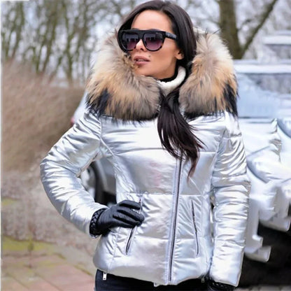 Fashionable winter coat with faux fur lining and hood