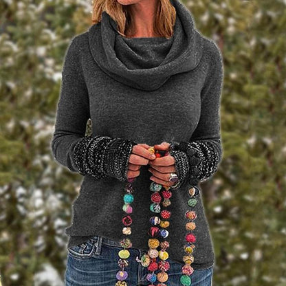 Warm Sweaters Women Oversized Cowl Neck Sweatshirt