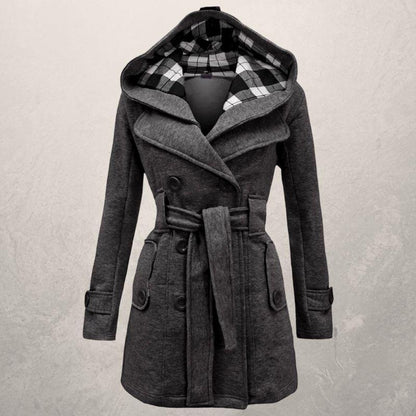 Classic Double-Breasted Trench Coat with Hood