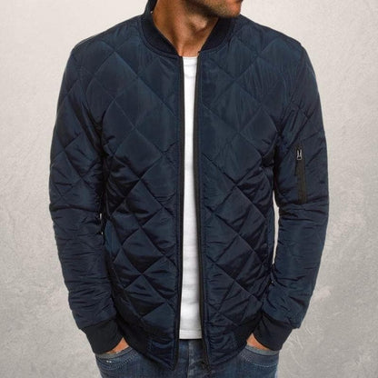 Fashionable Diamond Pattern Bomber Jacket