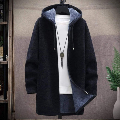 Warm winter jacket with hood and zipper
