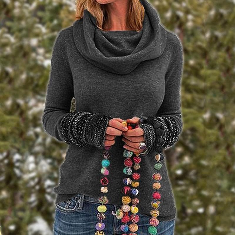 Weicher Strickpullover Lockerer Style Rollkragen