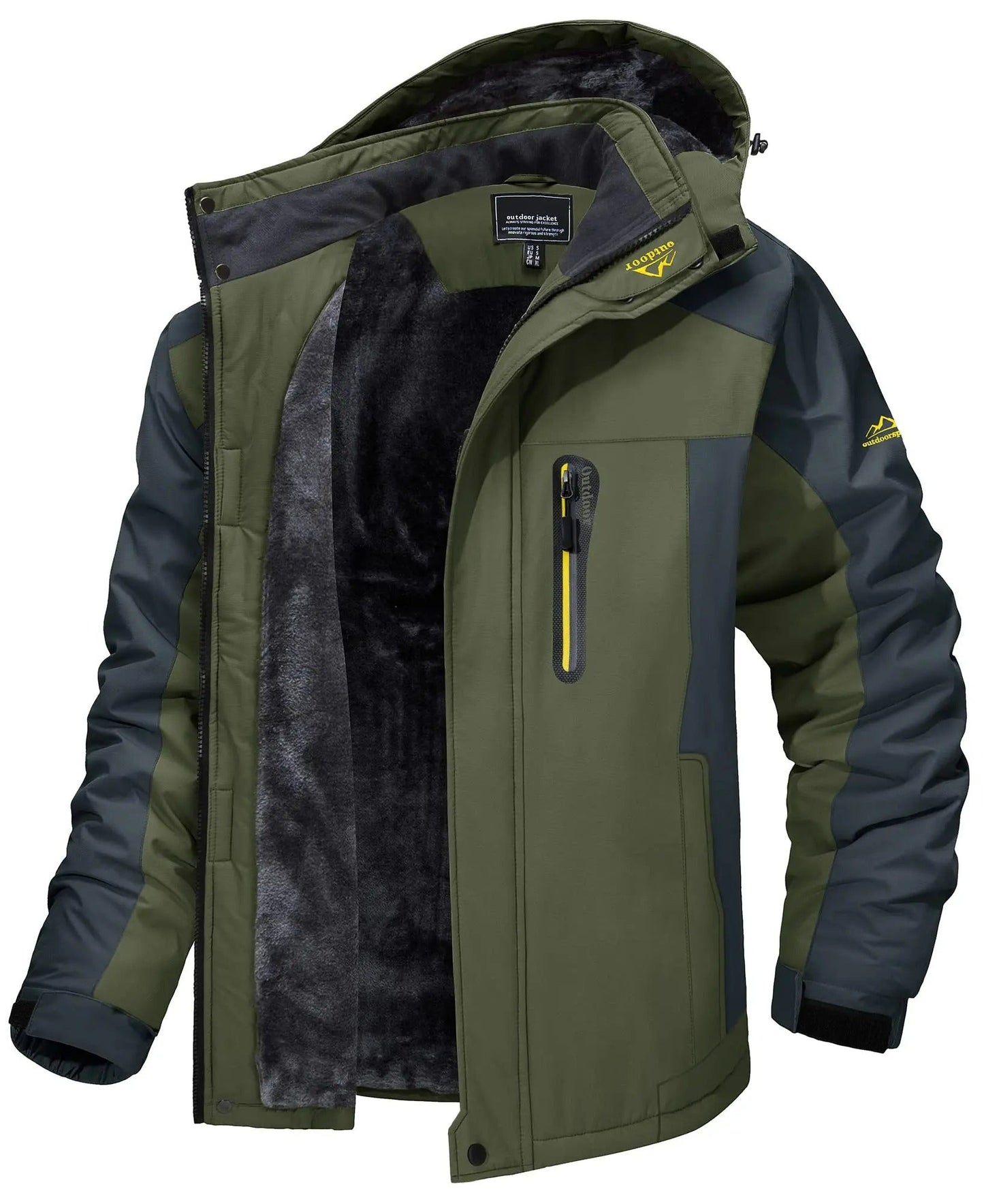 Waterproof outdoor jacket with fleece lining