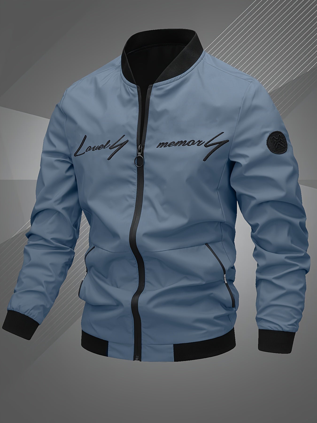 Stylish Men's Bomber Jacket with Monogram Embroidery