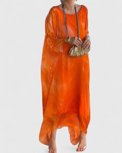 Women's Maxi Dress Batwing Sleeves Elegant Loose Design
