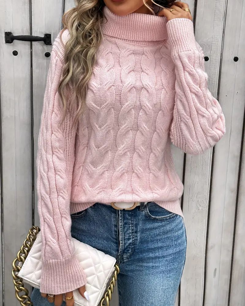 Cable Knit Modern Long Sleeve Sweater
