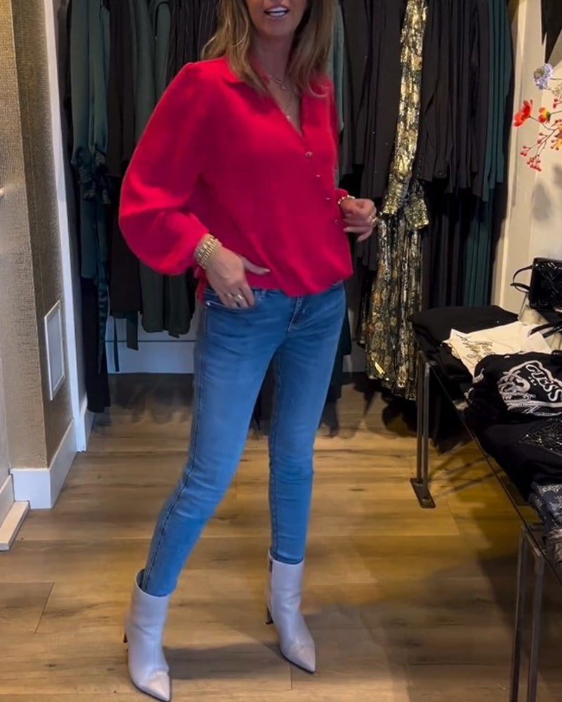 Elegante Bluse mit Puffärmeln - IdealeKleiden