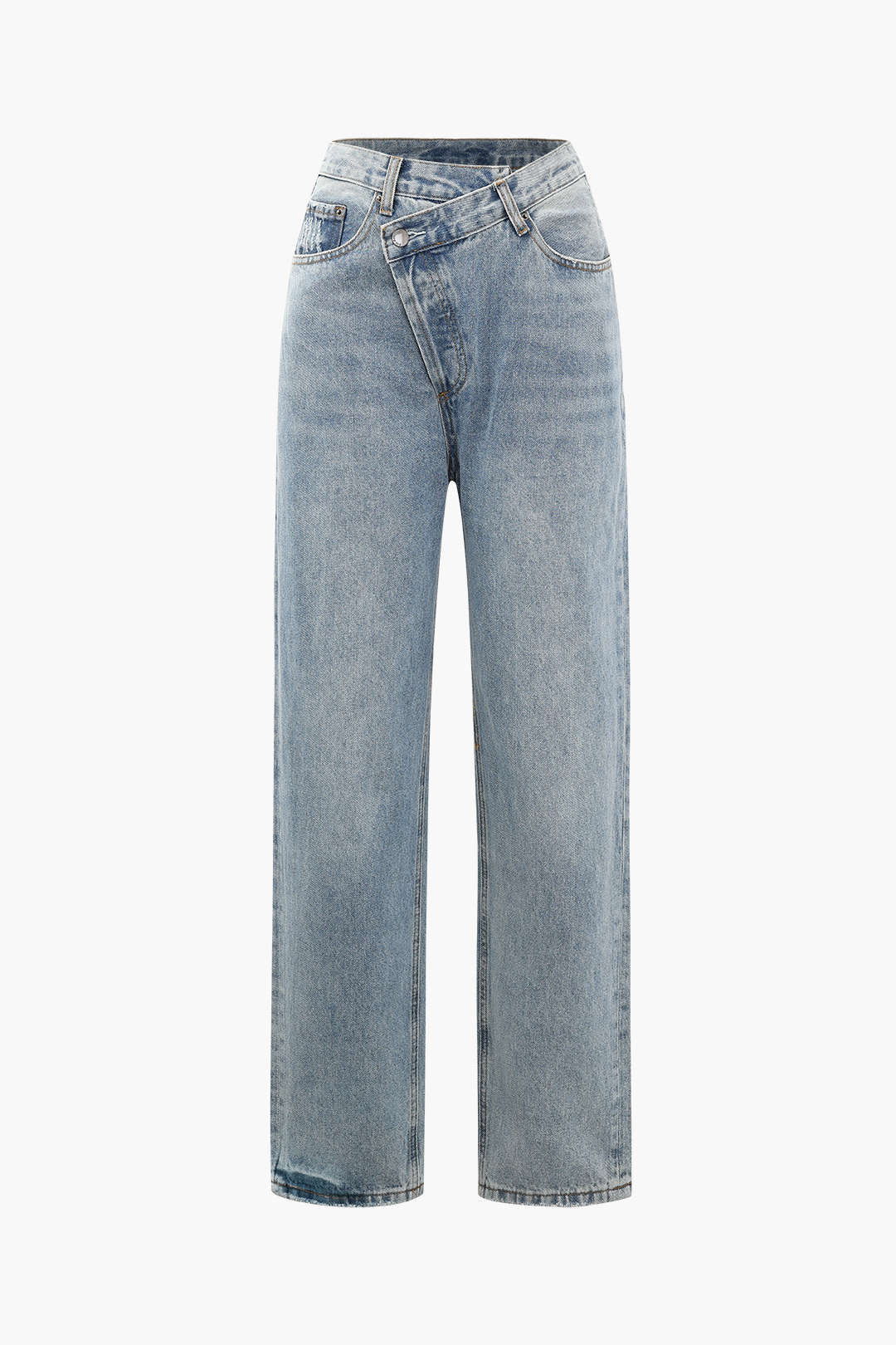 Damenjeans Hochwerter Schnitt Asymmetrisch Modern - IdealeKleiden