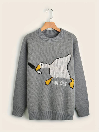 Funny Duck Sweater Men Cartoon Design