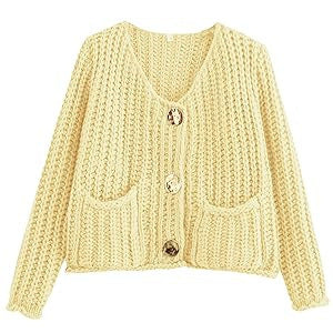Stilvolle Damenstrickjacke mit Knöpfen und Taschen