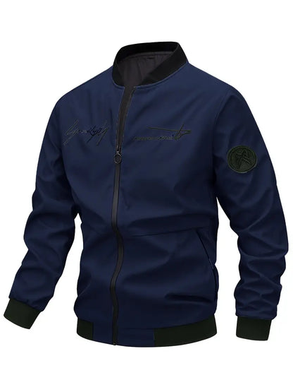 Men's Embroidered Leather Jacket Elegant