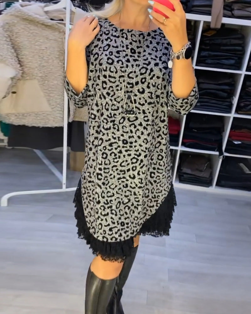 Stylish Leopard Dress Elegant Women