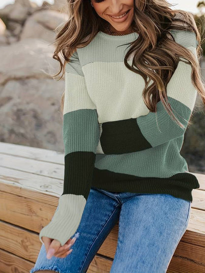 Stylish Women's Sweater Striped Pattern Modern
