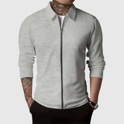 Men's Waffle Knit Warm Zip-Up Jacket