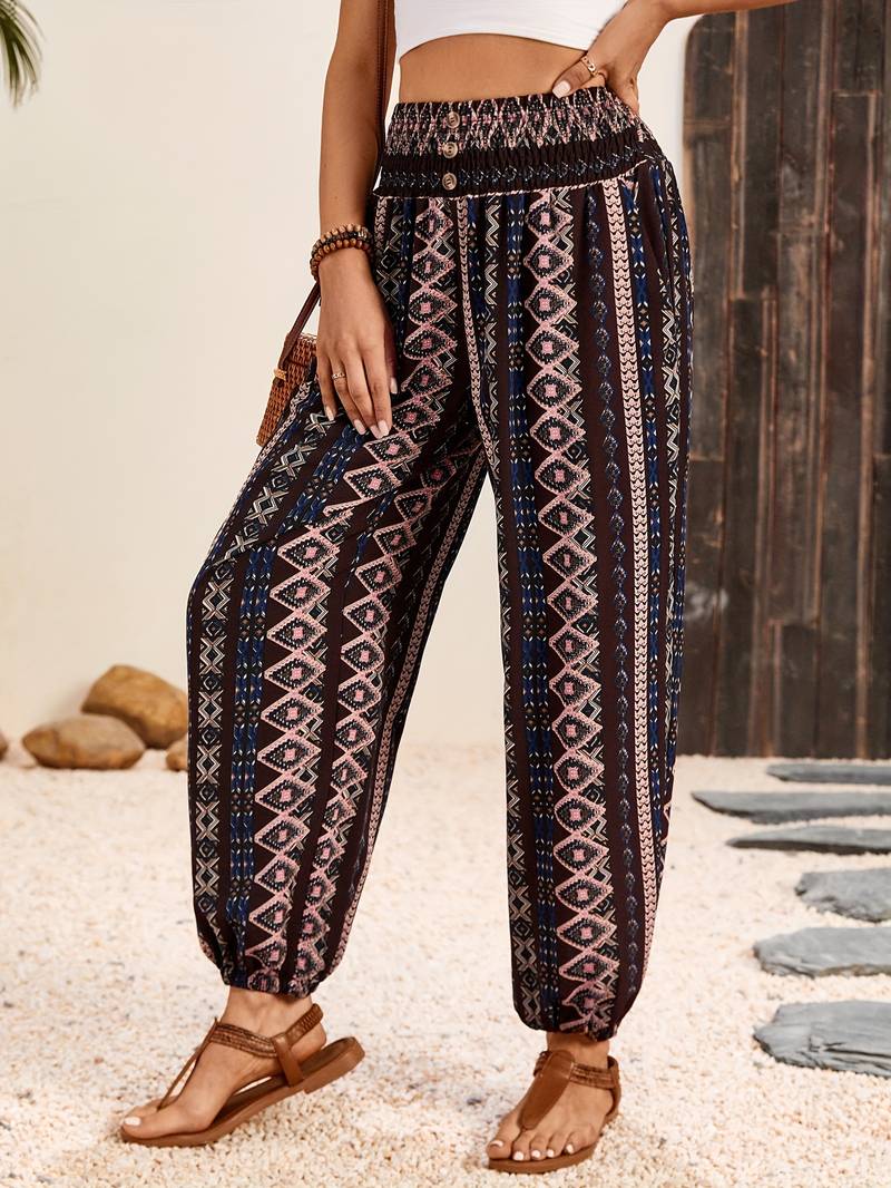 Colorful women's pants with trendy print