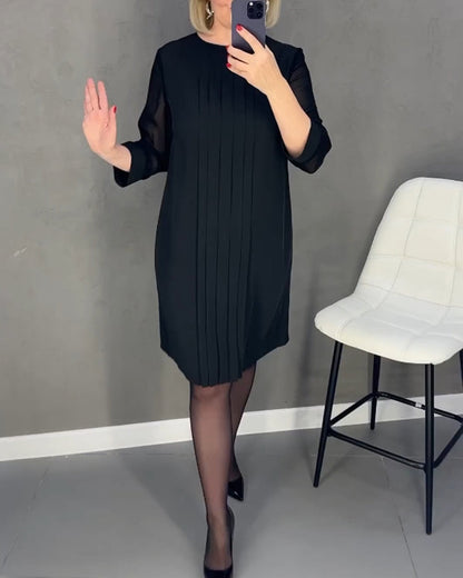 Elegant Mesh Pleated Patchwork Design Dress
