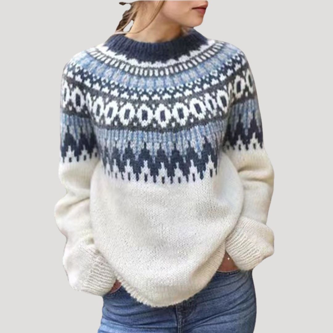 Damen Frühjahrspullover Gemustert Pastell - IdealeKleiden