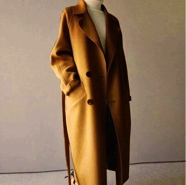 Oversized Wool Blend Double Breasted Classic Coat