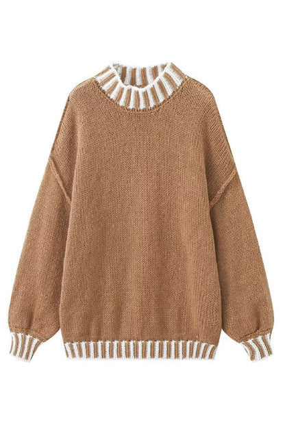 Gemütlicher Rollkragenpullover Farbblock Muster