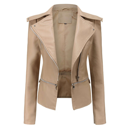 Women's Motorcycle Jacket Slim Fit Faux Leather