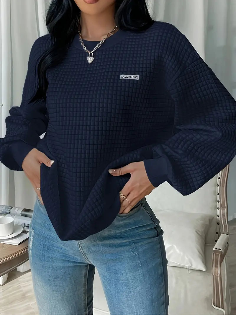 Olivia - Comfortable Waffle Knit Relaxed Fit Pullover