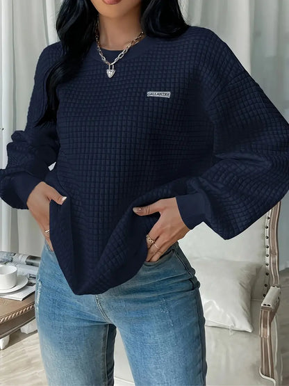 Olivia - Comfortable Waffle Knit Relaxed Fit Pullover