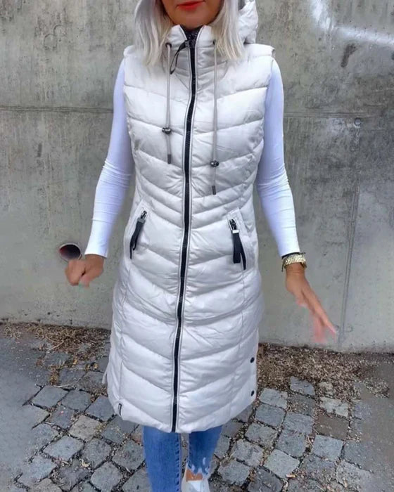 Kapuzensteppjacke Modern Lässig Ohne Ärmel - IdealeKleiden