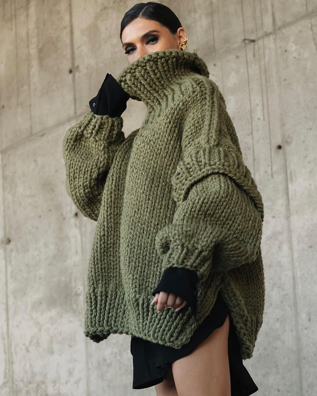 Loose-Knit Turtleneck Oversized Sweaters for Women