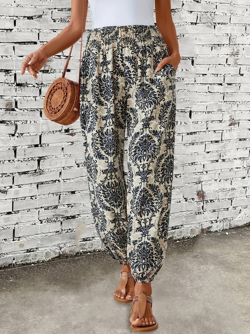 Colorful women's pants with trendy print