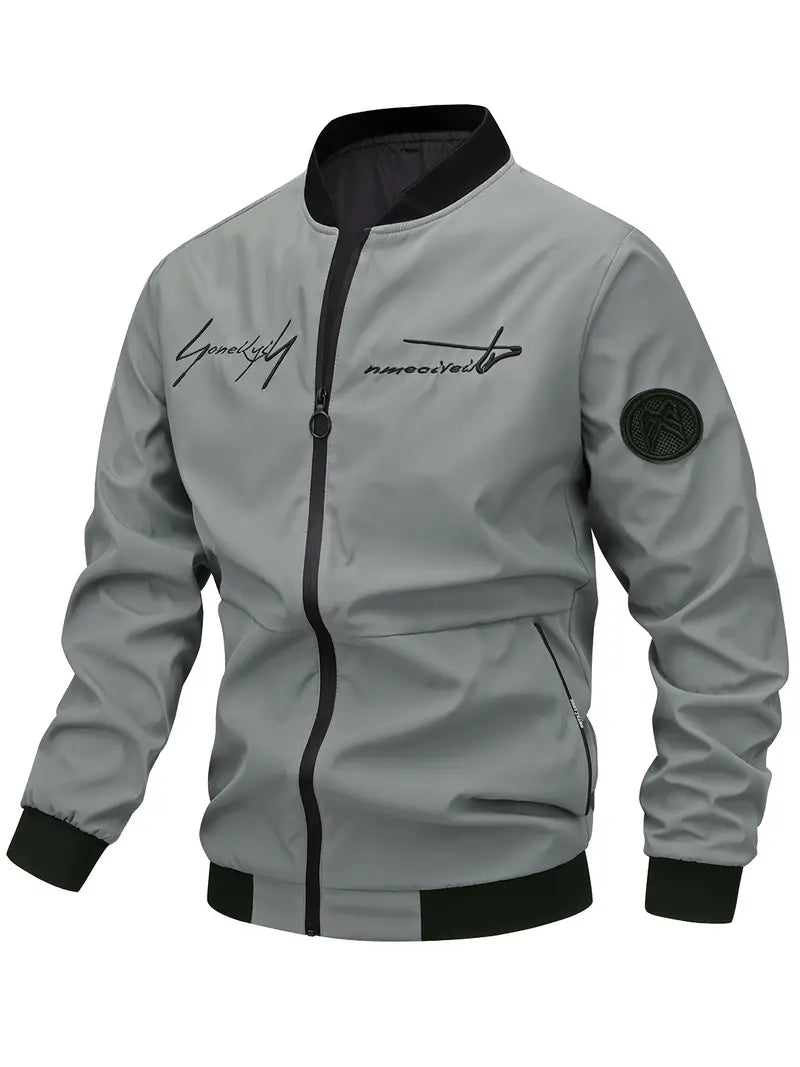 Men's Embroidered Leather Jacket Elegant