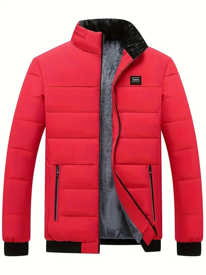 Fashionable Men's Winter Jacket Stand-Up Collar Velvet Lining