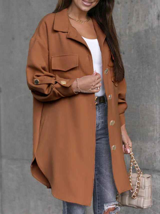 Comfortable Women's Jacket Long-Sleeved Wool Collar
