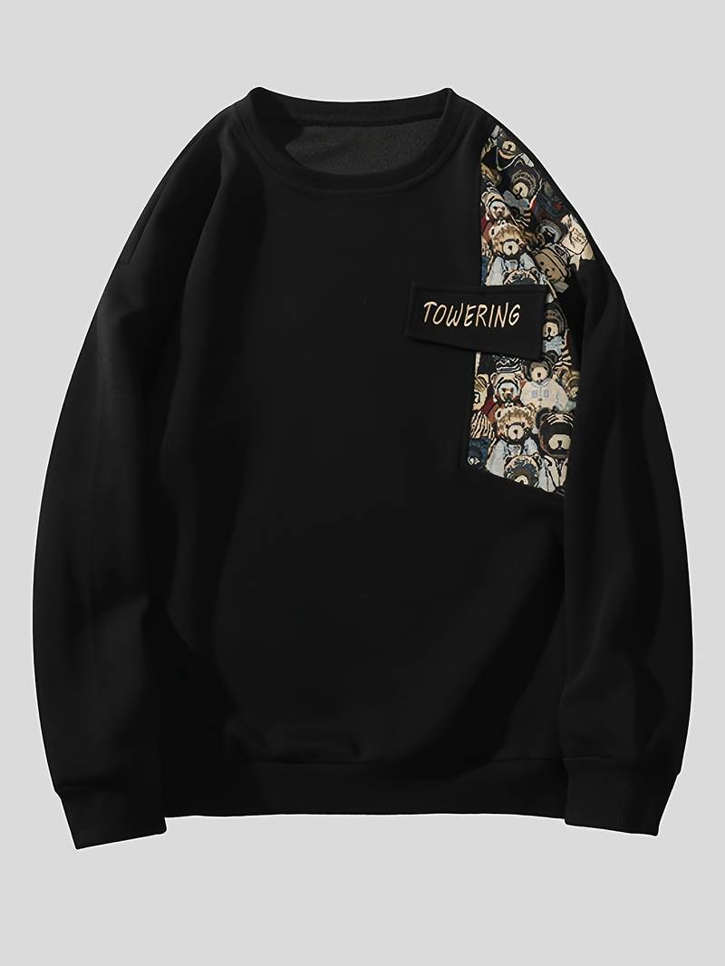 Stylish Men's Bear Design Sweatshirt