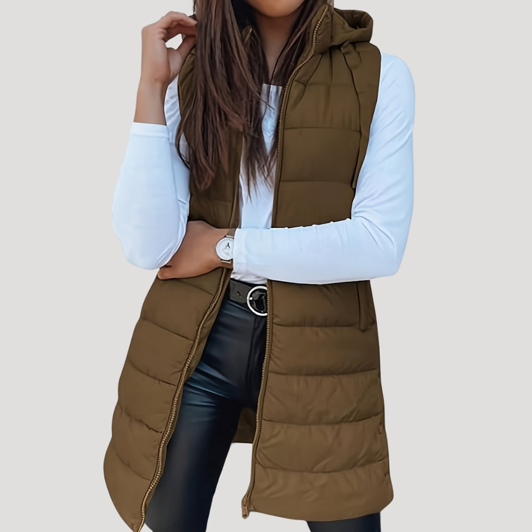 Women's Warm Quilted Vest Winter Hood