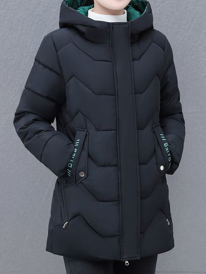 Damen Winterjacke Mittellang Gepolstert Warm - IdealeKleiden